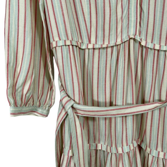PAIGE Kylenn Tiered Boho Babydoll Dress Cream Stripe Resort Vacation M - Picture 6 of 15